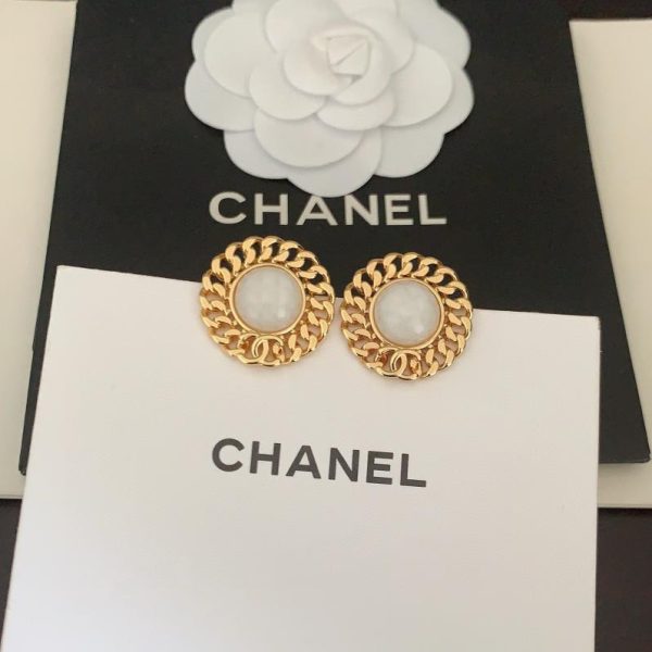replik,replica,schmuck,1:1,beste,ohrringe,ring,Repliken Chanel-Ohrringe mit weißem Diamant und schwarzem CC