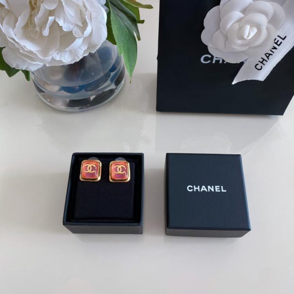 replik,replica,schmuck,1:1,beste,ohrringe,ring,Repliken Chanel duftende weiße, fette, quadratische Goldohrringe