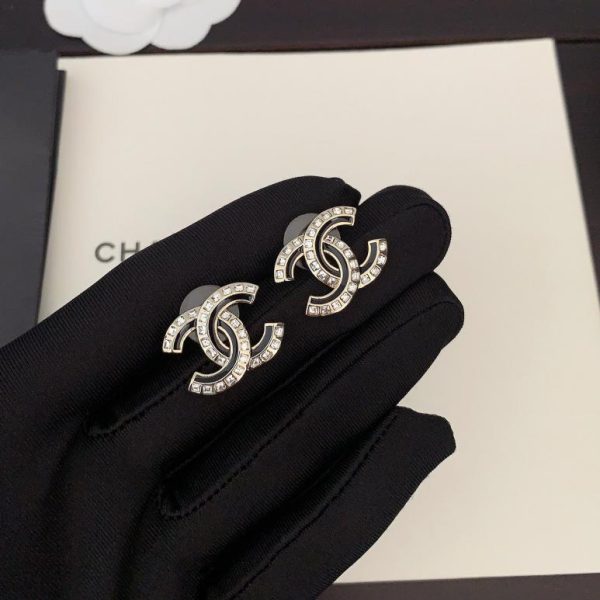 replik,replica,schmuck,1:1,beste,ohrringe,ring,Repliken Chanel quadratische schwarze Ohrringe