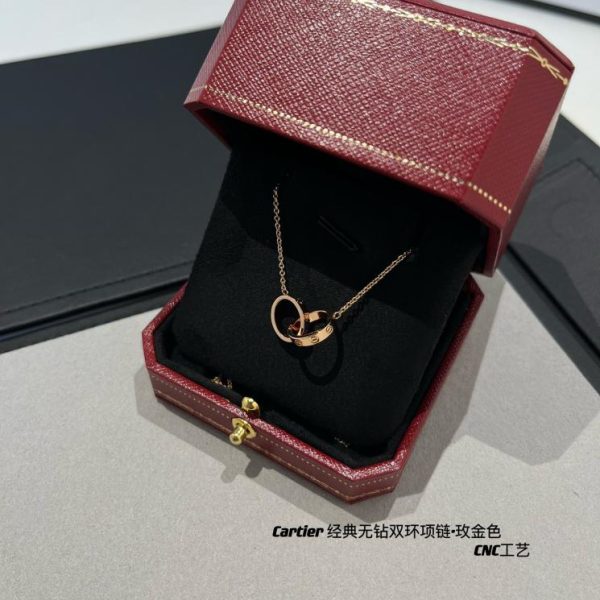 replik,replica,schmuck,1:1,beste,ohrringe,ring,Repliken Cartier klassische Diamant-Doppelring-Halskette
