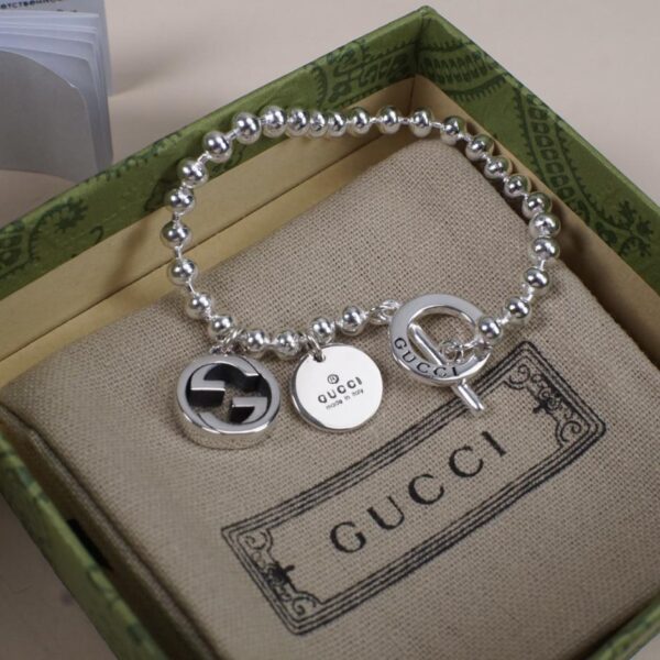 replik,replica,schmuck,1:1,beste,ohrringe,ring,Repliken [Vollständig aus 925er Sterlingsilber] Gucci-Armband mit ineinandergreifender Doppel-G-Medaillenschnalle (B65A)
