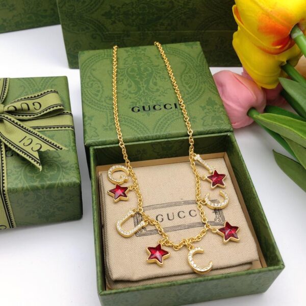 replik,replica,schmuck,1:1,beste,ohrringe,ring,Repliken Gucci neue Doppel-G-Stern-Halskette (385B)