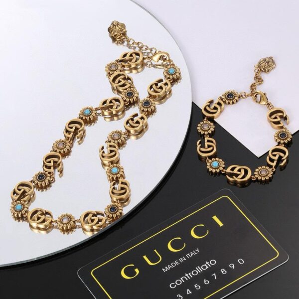 replik,replica,schmuck,1:1,beste,ohrringe,ring,Repliken Gucci Counter-Synchron-Halsketten- und Armband-Set (9131)