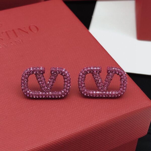 replik,replica,schmuck,1:1,beste,ohrringe,ring,Repliken Valentino V-förmige Diamantohrringe lila rot (B2B7)