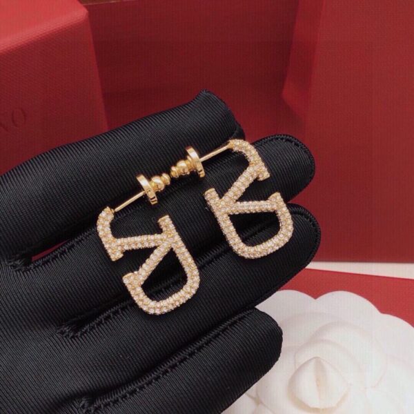 replik,replica,schmuck,1:1,beste,ohrringe,ring,Repliken Valentino V-förmige Ohrringe mit Diamanten (3B44)