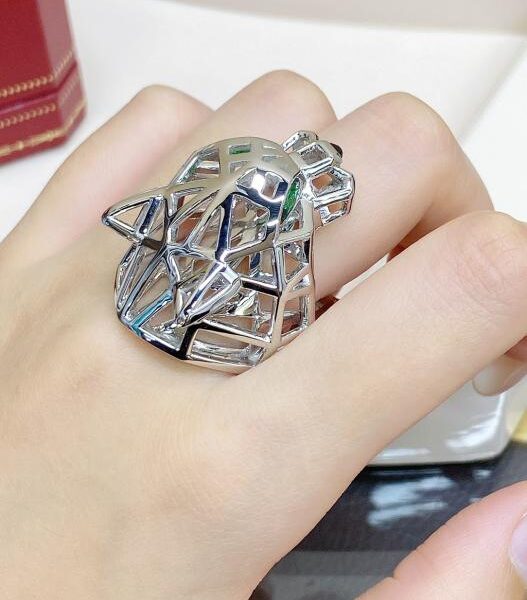 replik,replica,schmuck,1:1,beste,ohrringe,ring,Repliken Echte Aufnahme eines Cartier-Leopardenkopfrings aus 18 Karat echtem Gold, voller Dominanz (1832)