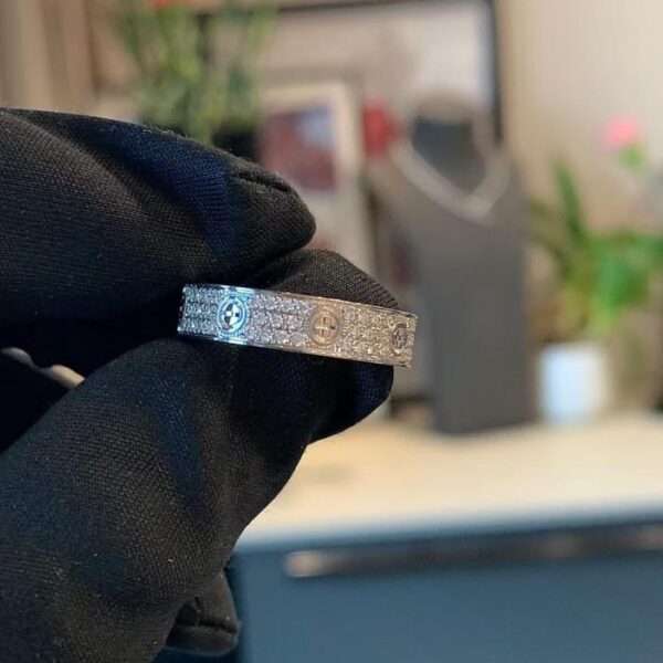 replik,replica,schmuck,1:1,beste,ohrringe,ring,Repliken Maßgeschneiderter schmaler Cartier-Gypsophila-Ring aus 18-karätigem Gold, Weißgold voller Diamanten (4565)