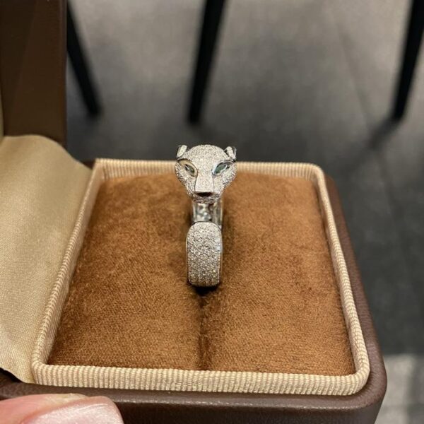 replik,replica,schmuck,1:1,beste,ohrringe,ring,Repliken Cartier Volldiamant-Leopardenring K Weiß, 18 Karat Echtgold und echte Diamanten (B939)
