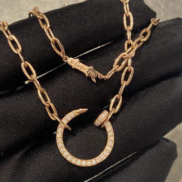 replik,replica,schmuck,1:1,beste,ohrringe,ring,Repliken Echte, personalisierte Cartier-Nagelkette aus 18 Karat echtem Gold und Diamanten (A145)
