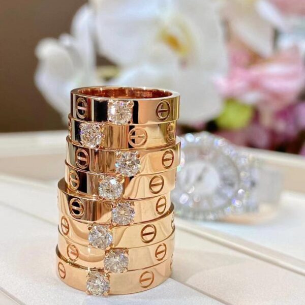 replik,replica,schmuck,1:1,beste,ohrringe,ring,Repliken Fertigring, kompletter Ring, 18-Karat-Echtgold und echter Diamant „Cartier 23-Punkt-Diamantring“ (7E10)