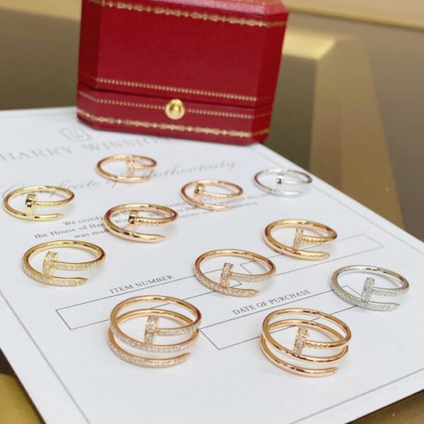 replik,replica,schmuck,1:1,beste,ohrringe,ring,Repliken Cartier-Fertigring, kompletter Ring, 18 Karat echtes Gold und echter Diamant, Nagelring-Sammlungsbild“ (62FF)