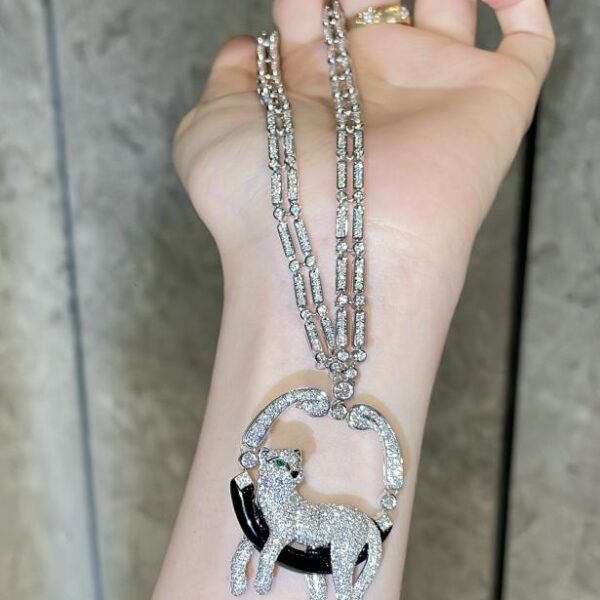replik,replica,schmuck,1:1,beste,ohrringe,ring,Repliken Cartier Leoparden-Halskette, 18 l Echtgold und Diamanten (8E82)