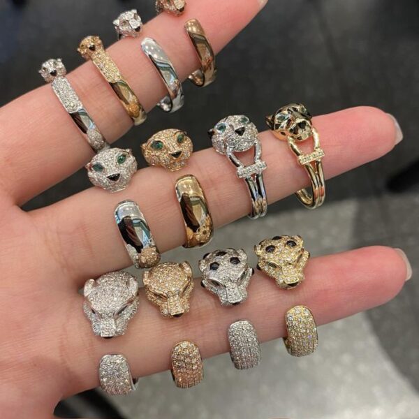 replik,replica,schmuck,1:1,beste,ohrringe,ring,Repliken Cartier Leopardenring, komplettes Set, 18 Karat Echtgold und Diamanten (7901)