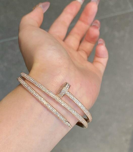 replik,replica,schmuck,1:1,beste,ohrringe,ring,Repliken Cartier Nail Full Diamond Three Circle Armband, 18 Karat Echtgold und echte Diamanten (AFCA)