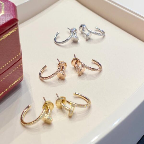 replik,replica,schmuck,1:1,beste,ohrringe,ring,Repliken Cartier-Ohrstecker mit Diamanten in drei Farben, 18 Karat Echtgold (B48B)
