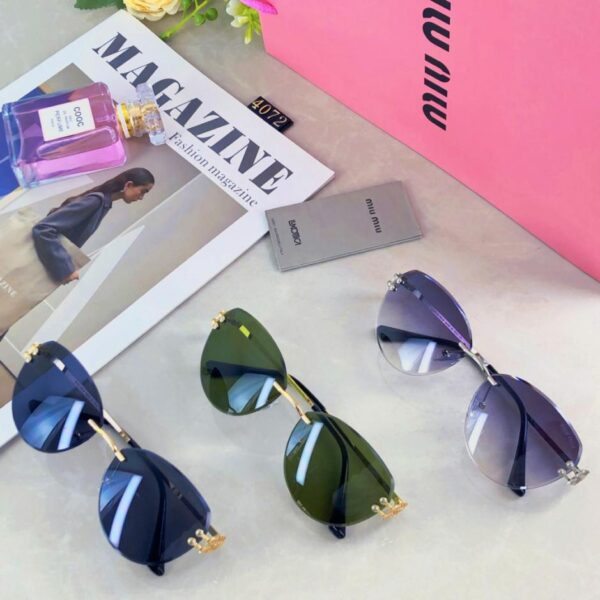 replik,replica,schmuck,1:1,beste,ohrringe,ring,Repliken Miu Miu Modische Sonnenbrille, Metall, rahmenlos, Schnittkanten-Sonnenbrille, UV-Schutz (CC4B)