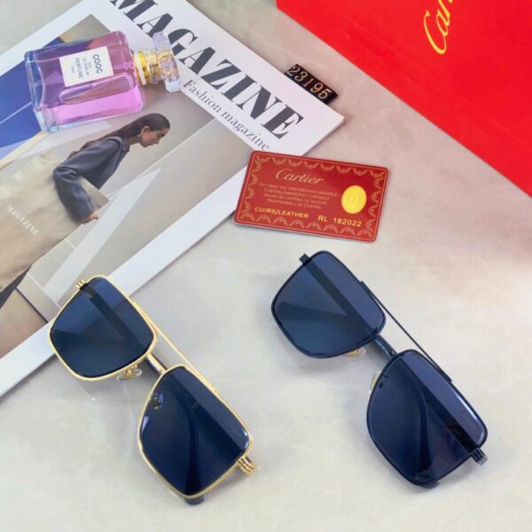 replik,replica,schmuck,1:1,beste,ohrringe,ring,Repliken Cartier Retro-Sonnenbrille mit doppeltem Steg und Metall für Herren im High-End-Business-Stil