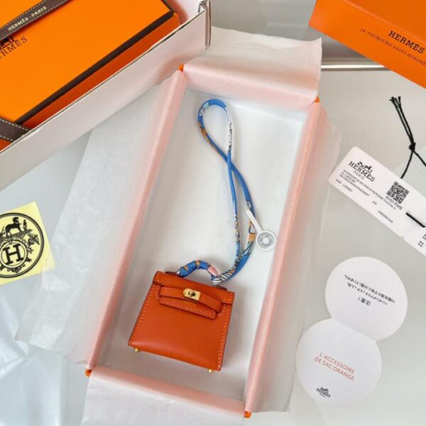 replik,replica,schmuck,1:1,beste,ohrringe,ring,Repliken HERMES Mini-Kelly-Tasche (Kaki-Orange) Kelly-Twilly-Anhänger