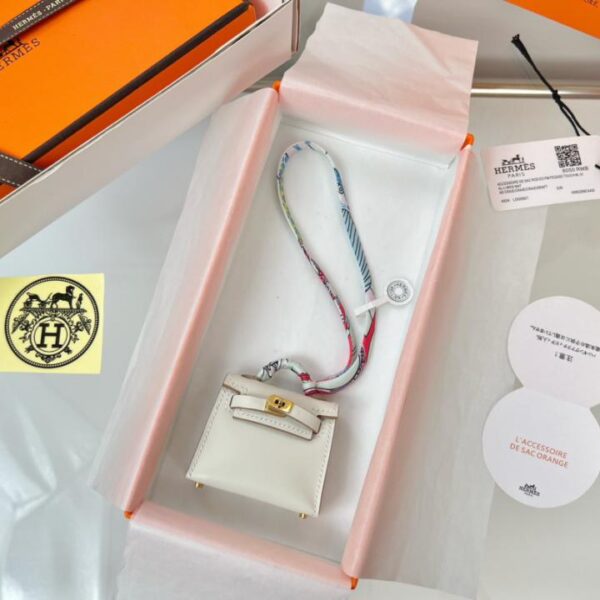 replik,replica,schmuck,1:1,beste,ohrringe,ring,Repliken HERMES Mini-Kelly-Tasche (Kreideweiß) Kelly-Twilly-Anhänger