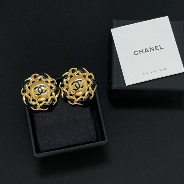 replik,replica,schmuck,1:1,beste,ohrringe,ring,Repliken Chanel Twisted Black Leather Ohrclip Vintage Modell (VOCHC)