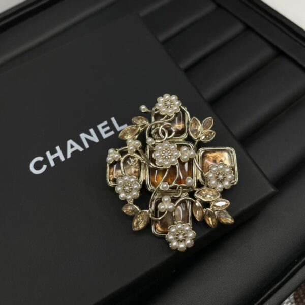 replik,replica,schmuck,1:1,beste,ohrringe,ring,Repliken Chanel – Brosche mit Bernsteinperlen und Weizenährenblatt in schwerer Arbeit (K21DU)