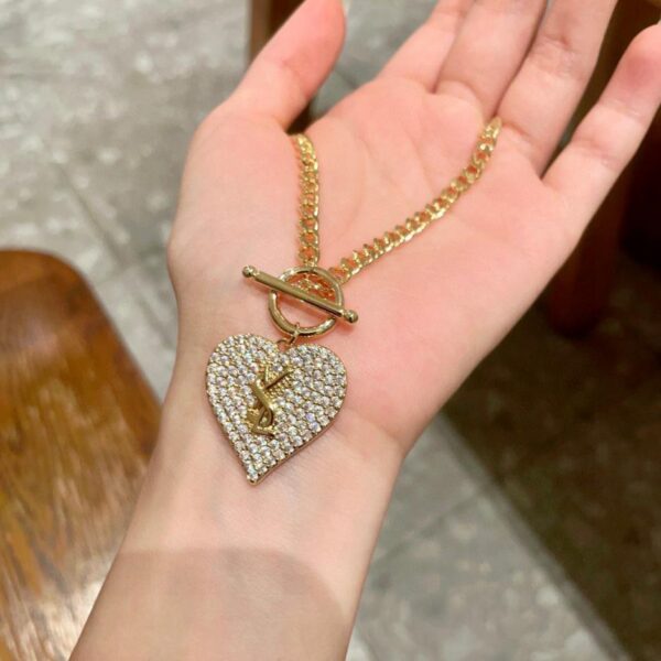 replik,replica,schmuck,1:1,beste,ohrringe,ring,Repliken Die neueste YSL-Liebesbrief-Halskette mit Diamanten, original und Logo (KYJ8B)