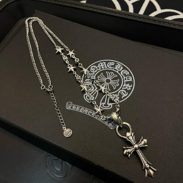 replik,replica,schmuck,1:1,beste,ohrringe,ring,Repliken Neue Chrome Hearts klassische Vintage-Halskette in Ladenqualität mit Kreuzanhänger aus Diamanten (K5J3E)