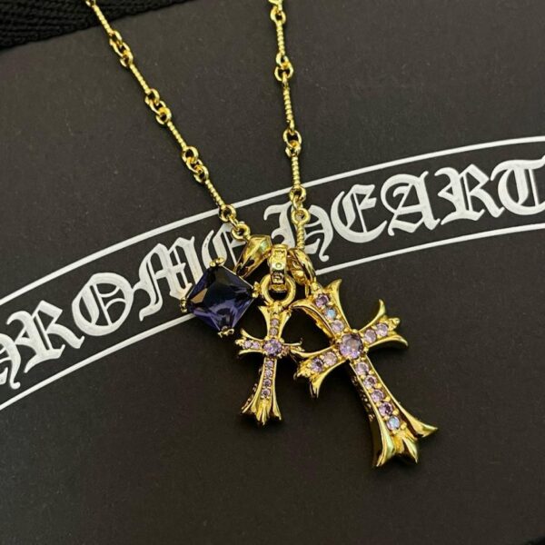 replik,replica,schmuck,1:1,beste,ohrringe,ring,Repliken Neue Chrome Hearts-Halskette mit verdrehtem Doppelkreuz und Kreuzanhänger aus Diamanten in Gegenqualität (BM5OD)