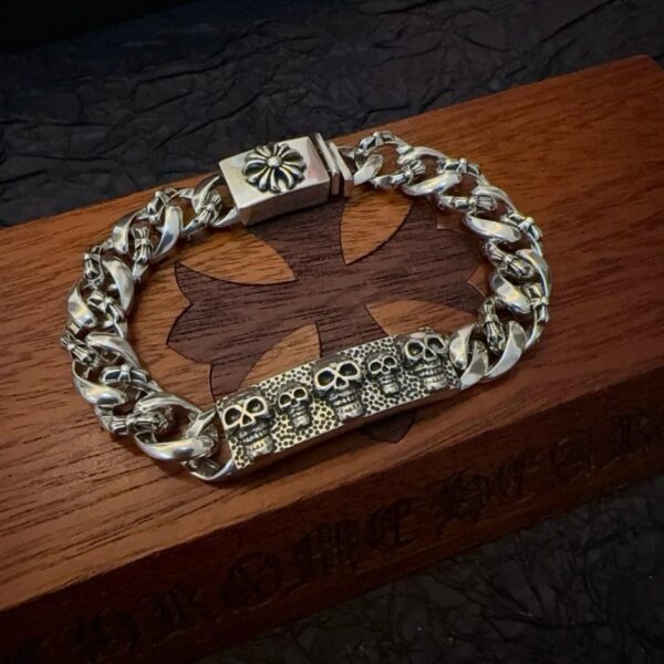 replik,replica,schmuck,1:1,beste,ohrringe,ring,Repliken Neues kubanisches Vintage-Armband mit Kreuz und Totenkopf von Chrome Hearts in Ladenqualität (ZI84K)