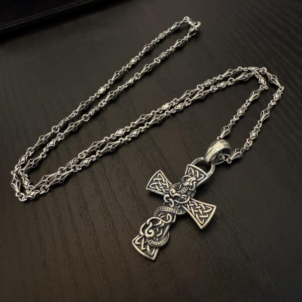 replik,replica,schmuck,1:1,beste,ohrringe,ring,Repliken Neue Chrome Hearts klassische Vintage-Halskette mit Drachenkreuz-Anhänger in Gegenqualität (WAKQQ)