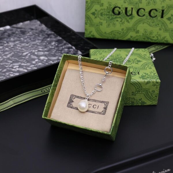 replik,replica,schmuck,1:1,beste,ohrringe,ring,Repliken Neue Halskette mit Perlen aus Platin von Gucci (Q8Q1U)
