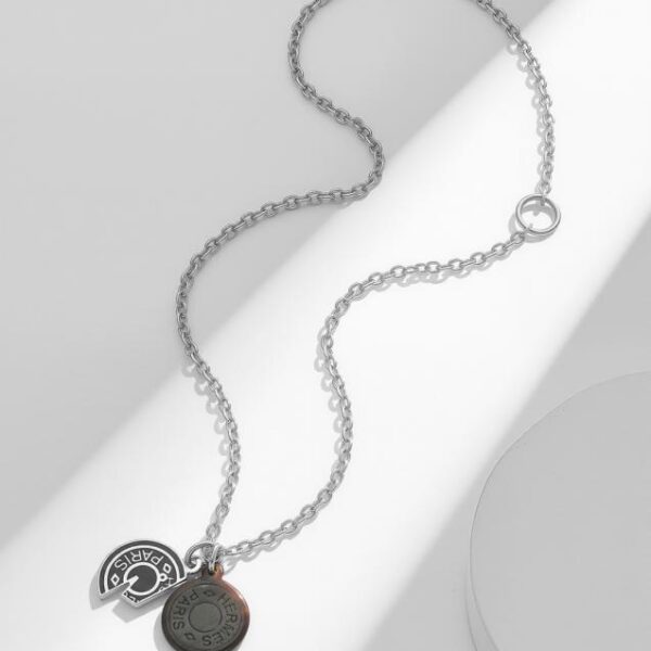 replik,replica,schmuck,1:1,beste,ohrringe,ring,Repliken Hermes Zweifarbige Halskette mit Dornschließe und Scheibe (NSR3P)