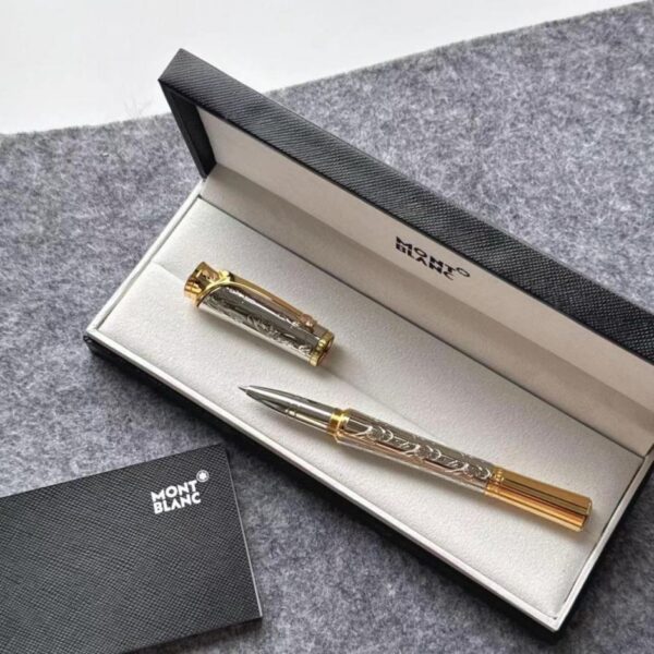 replik,replica,schmuck,1:1,beste,ohrringe,ring,Repliken Montblanc Writers Edition Kelly Silver Carving Signature Pen, neues Modell (Montblanc (UJPJO)