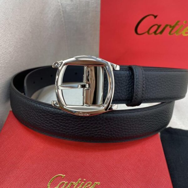 replik,replica,schmuck,1:1,beste,ohrringe,ring,Repliken Cartier-Gürtel mit Dornschließe, doppelseitiger Gürtel aus schwarzem und braunem Leder mit Cartier-Logo (MXIRX)