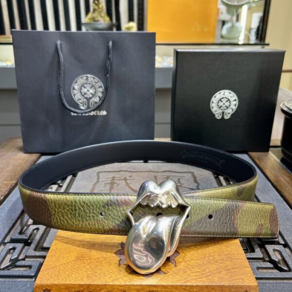 replik,replica,schmuck,1:1,beste,ohrringe,ring,Repliken Abnehmbarer Camouflage-Gürtel von Chrome Hearts aus original gewachstem Rindsleder mit 925 versilberter Messingschnalle (DENJN)