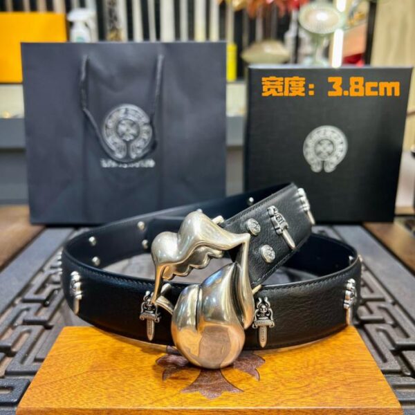 replik,replica,schmuck,1:1,beste,ohrringe,ring,Repliken Chrome Hearts Gürtel, original gewachstes Rindsleder, Messingschnalle mit 925er Silberauflage (M9AVA)