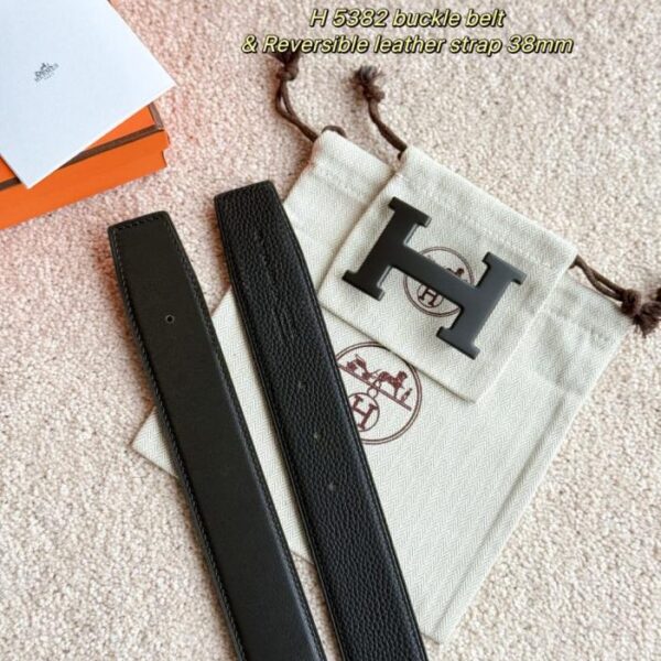 replik,replica,schmuck,1:1,beste,ohrringe,ring,Repliken Black Warrior H 5382, edle Hardware mit importiertem (schwarzem) Togo-Leder, Breite 38 mm, Herrengürtelzubehör (QHVNI)