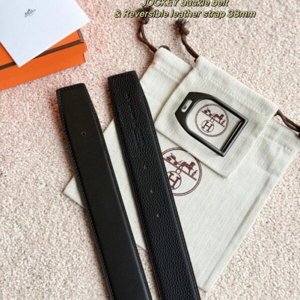 replik,replica,schmuck,1:1,beste,ohrringe,ring,Repliken Black Warrior JOCKEY Boutique-Hardware mit importiertem (schwarzem) Togo-Leder, Breite 38 mm, Herrengürtel-Zubehör (U1BWK)