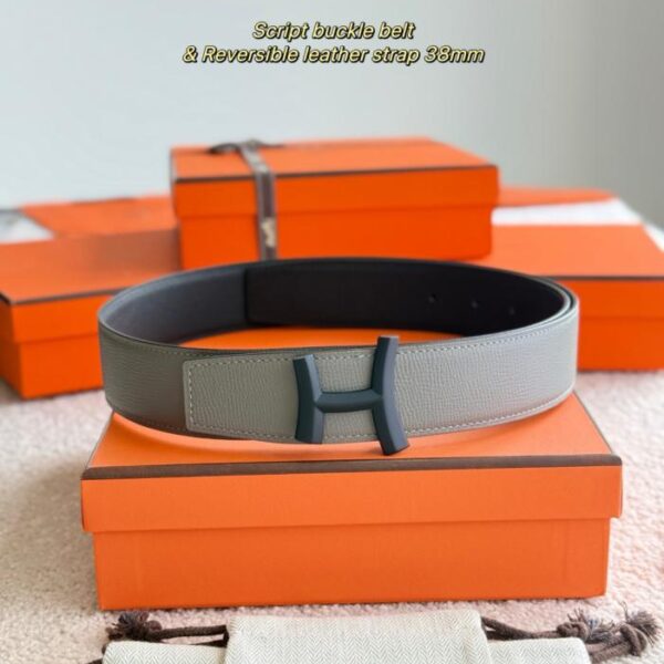 replik,replica,schmuck,1:1,beste,ohrringe,ring,Repliken SCRIPT Premium-Hardware mit importiertem Epsom-Leder, Schwarz + Cumulonimbus-Grau, 38 mm, Herrengürtel (D6D5I)