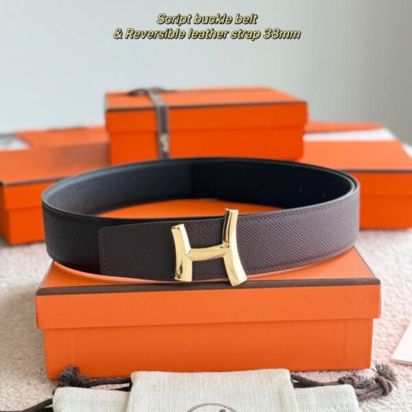 replik,replica,schmuck,1:1,beste,ohrringe,ring,Repliken SCRIPT Premium-Hardware mit importiertem Epsom-Leder, Schwarz + Sattelrot, 38 mm breiter Herrengürtel (M2AN0)