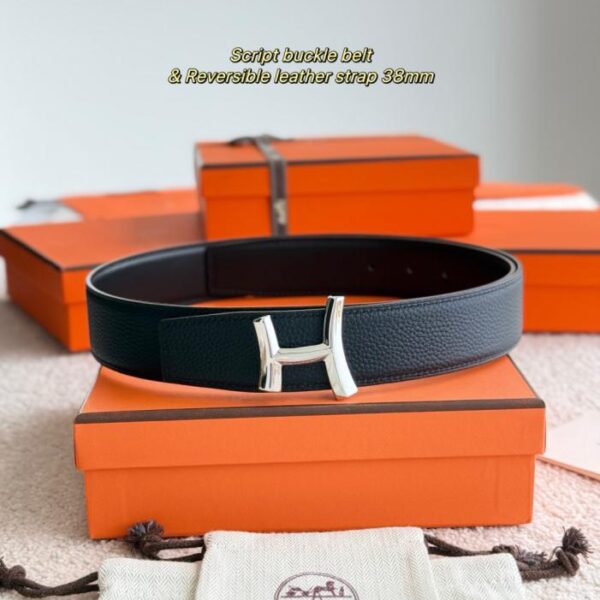 replik,replica,schmuck,1:1,beste,ohrringe,ring,Repliken SCRIPT Premium-Hardware mit importiertem (schwarzem) Togo-Leder, 38 mm Breite, Herrengürtel, Stil und Geschmack (6BH5Y)