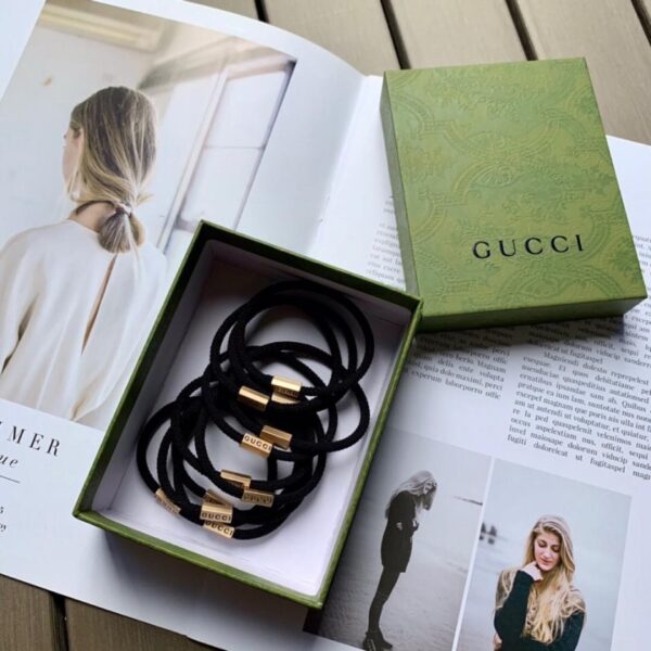 replik,replica,schmuck,1:1,beste,ohrringe,ring,Repliken (10 Stück) Gucci New Metal Label Classic Black Hochelastische, langlebige Haargummis, 10 Stück/Box (A0B8X)