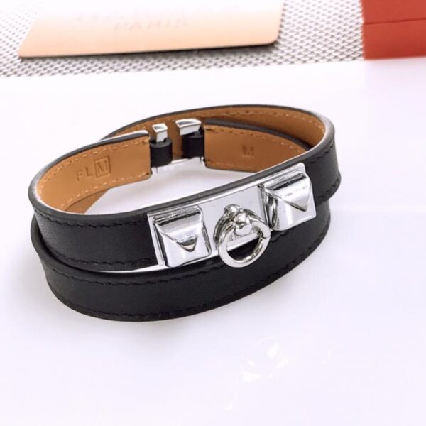 replik,replica,schmuck,1:1,beste,ohrringe,ring,Repliken Hermes Classic Double Circle Two Tower Lederarmband Lammleder (7CK4I)