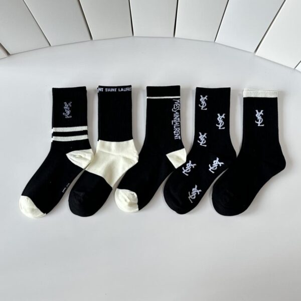 replik,replica,schmuck,1:1,beste,ohrringe,ring,Repliken Saint Laurent Neue mittellange Socken, 5 Paar pro Karton (35OM2)