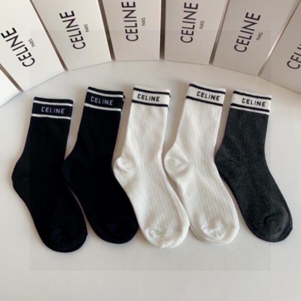 replik,replica,schmuck,1:1,beste,ohrringe,ring,Repliken Die neuen mittellangen Socken von CELINE, fünf Paar pro Packung (BVECB)