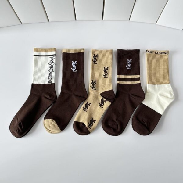 replik,replica,schmuck,1:1,beste,ohrringe,ring,Repliken Saint Laurent Neue mittellange Socken, 5 Paar pro Packung (8UCRC)