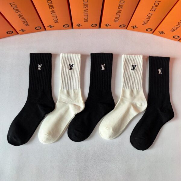replik,replica,schmuck,1:1,beste,ohrringe,ring,Repliken Louis Vuitton Neue bestickte Kaschmirsocken in mittlerer Länge, 5 Paar pro Box (TNY4W)