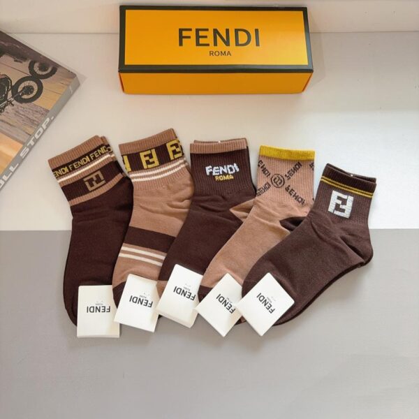 replik,replica,schmuck,1:1,beste,ohrringe,ring,Repliken (5 Paar pro Packung) FENDI Classic Double F Mid-Calf Socken, Reine Baumwolle (K14SM)