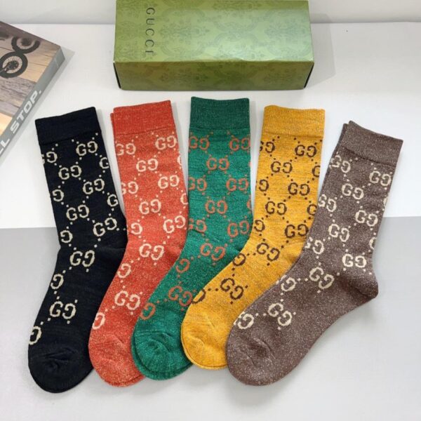 replik,replica,schmuck,1:1,beste,ohrringe,ring,Repliken (5 Paar pro Packung) GUCCI lange Socken, reine Baumwolle (Q1YI7)