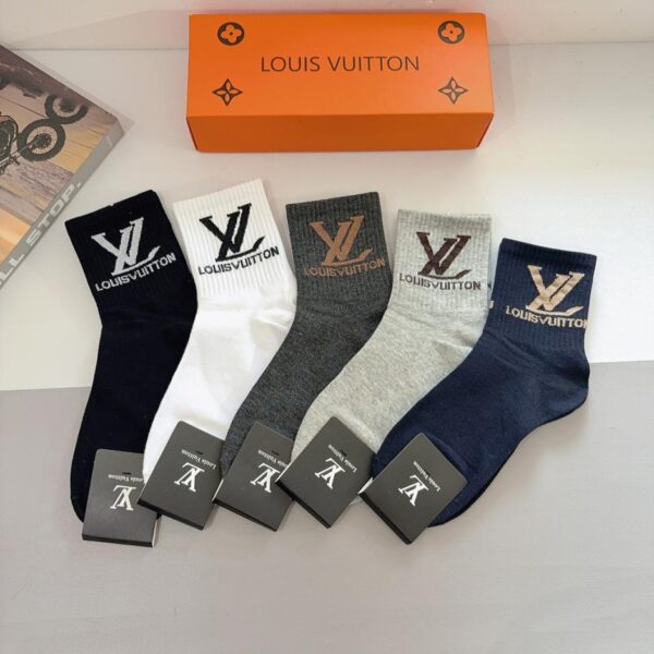 replik,replica,schmuck,1:1,beste,ohrringe,ring,Repliken (5 Paar pro Packung) Louis Vuitton Herren-Socken, mittelhoch, aus reiner Baumwolle (YBAX4)